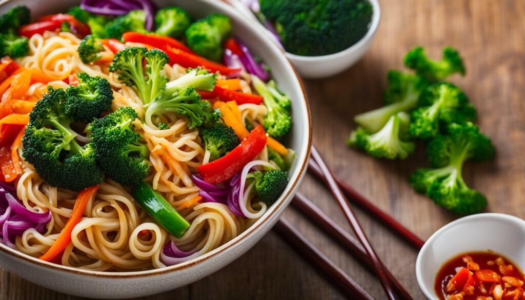 Chinese noodles and vegetables